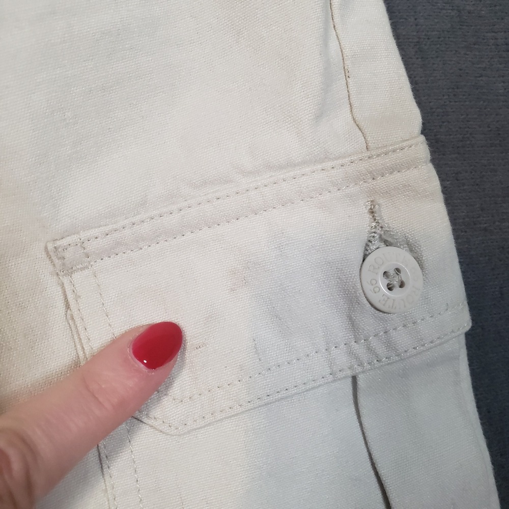Route 66 Cargo Pants Womens 14 Cream Ramie Cotton Straight Leg Utility - Picture 3 of 9